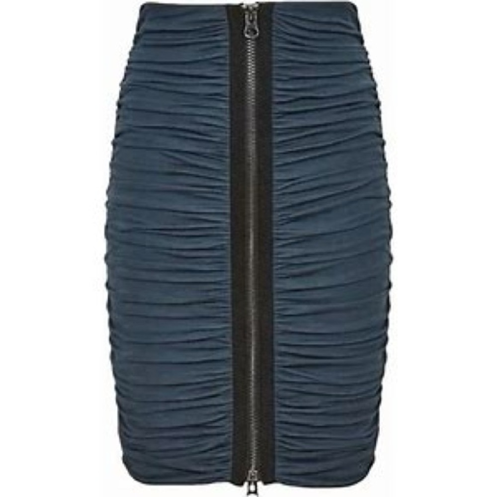 Reiss Dark Blue Ruched Pencil Skirt